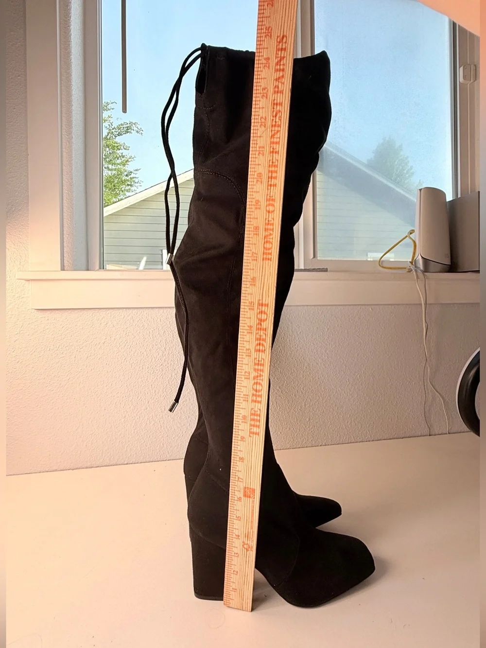 Unisa Black Over The Knee Stretch Boots Block Heel Size 10 Black Boots